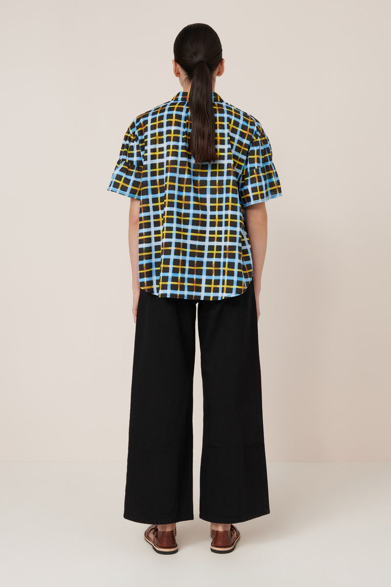 Painterly Blouse - Neon Tartan