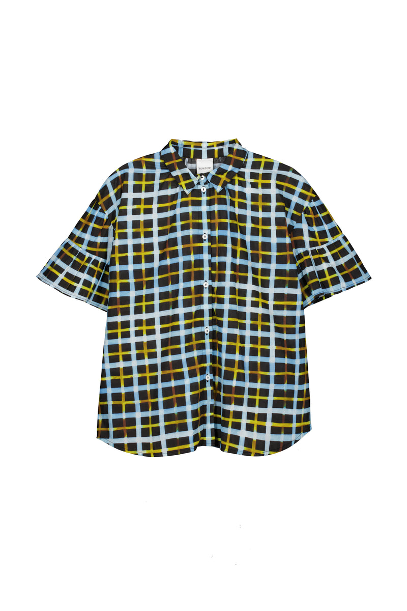Painterly Blouse - Neon Tartan