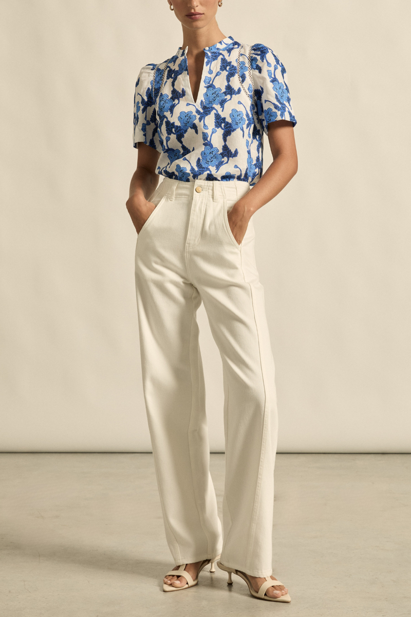 Recollect Top -Azure Bouquet