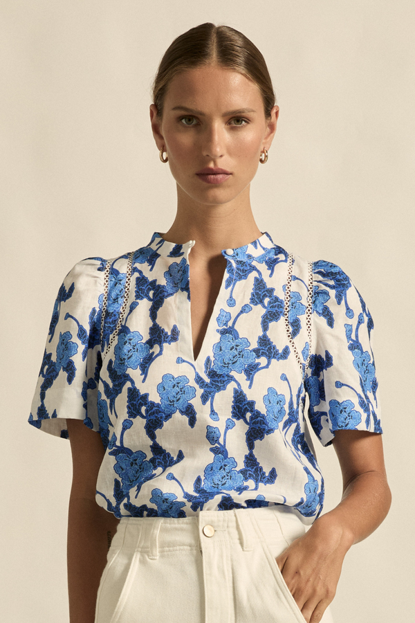 Recollect Top -Azure Bouquet