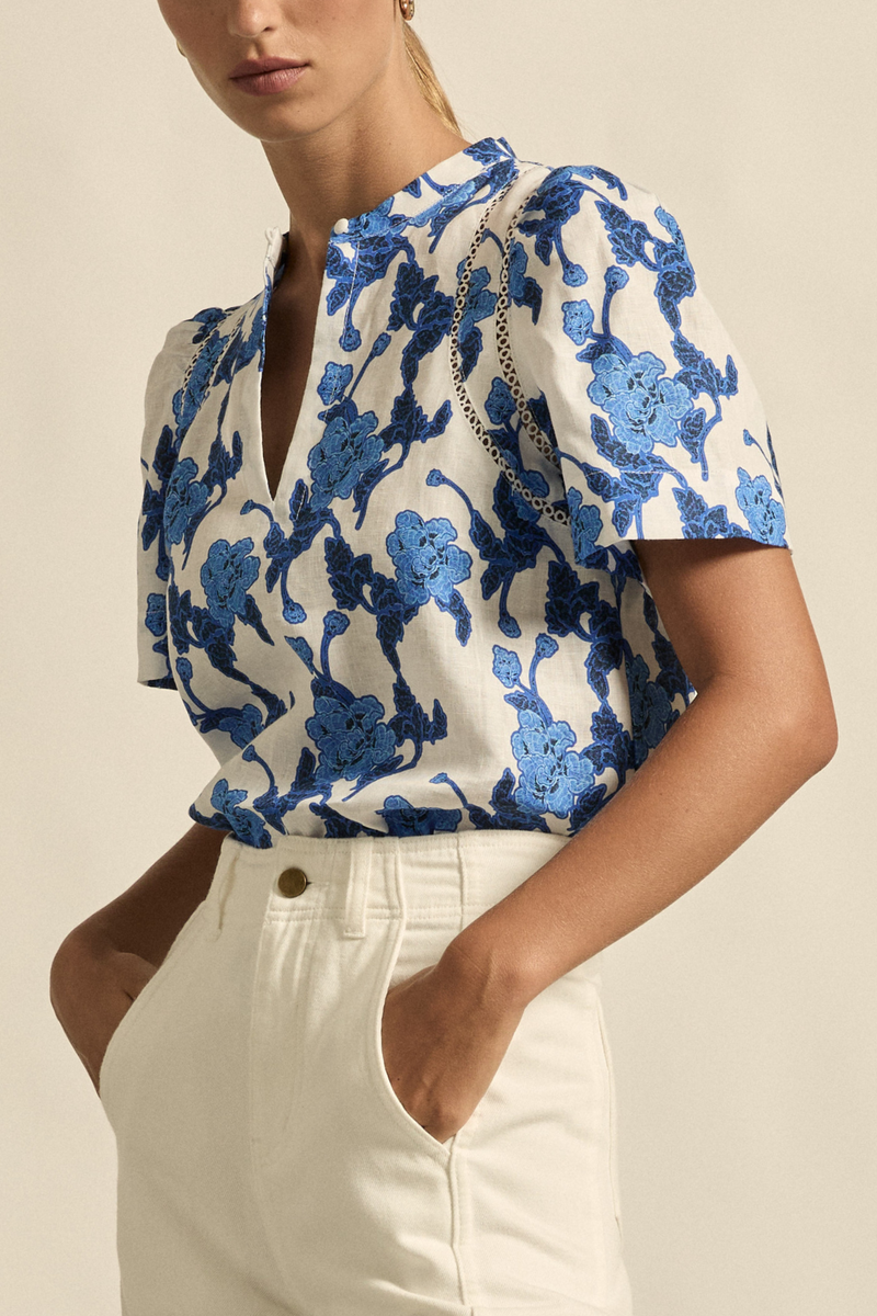 Recollect Top -Azure Bouquet