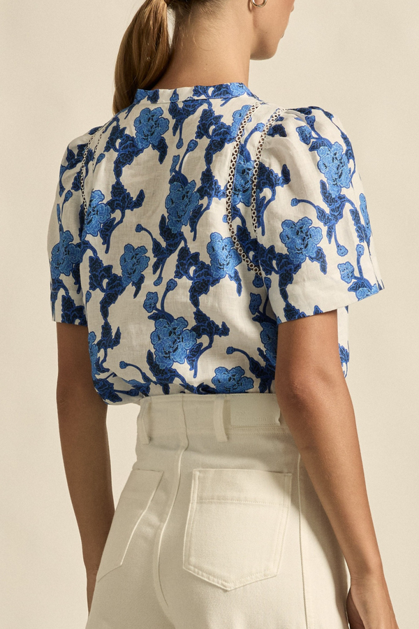 Recollect Top -Azure Bouquet