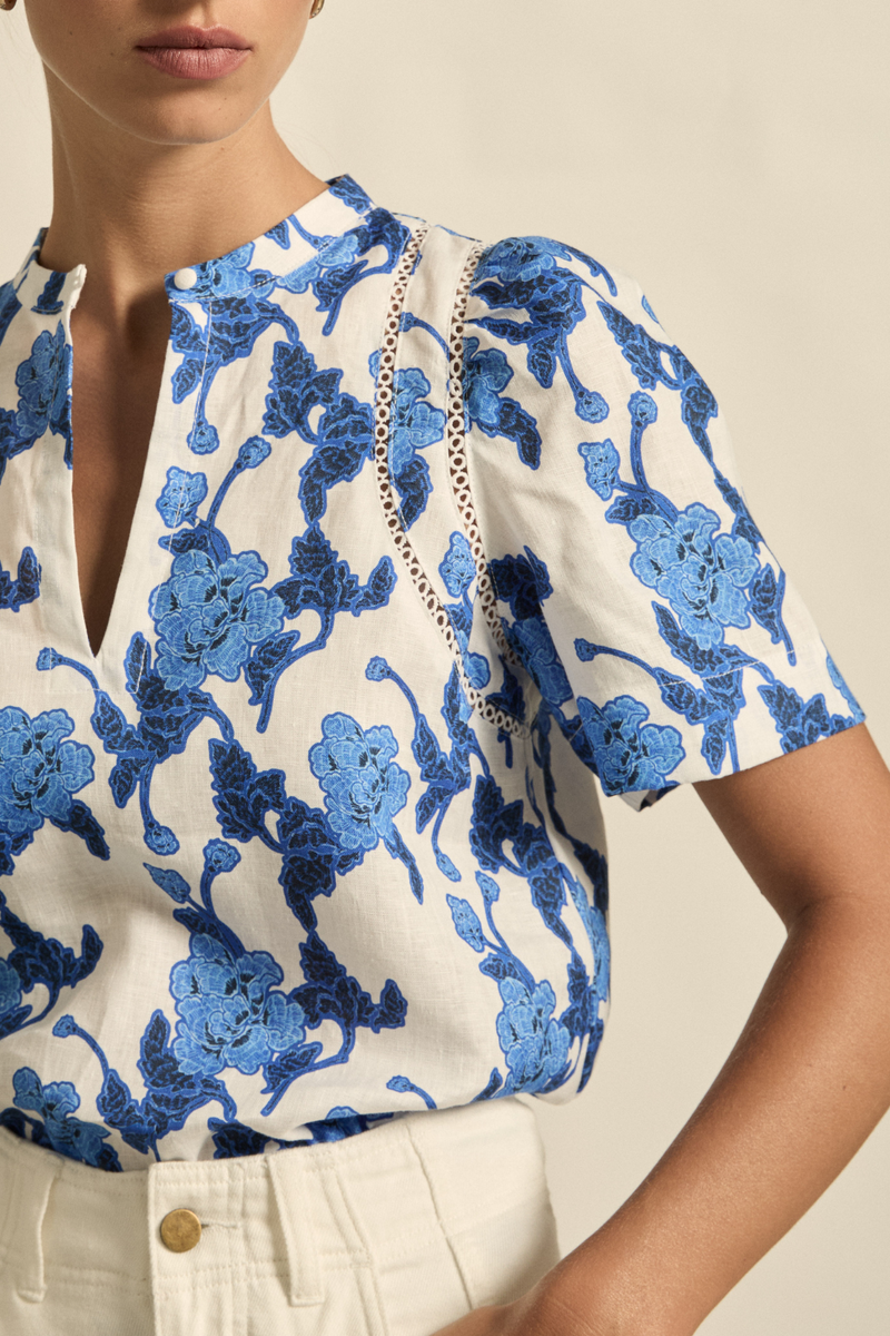 Recollect Top -Azure Bouquet