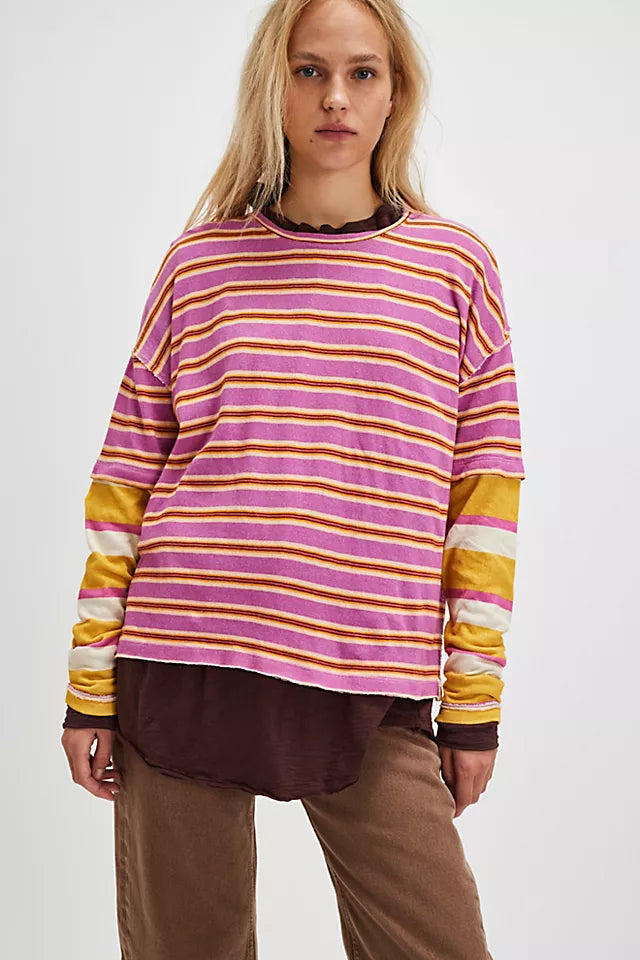 Nina Long Sleeve Tee - Lilac Combo