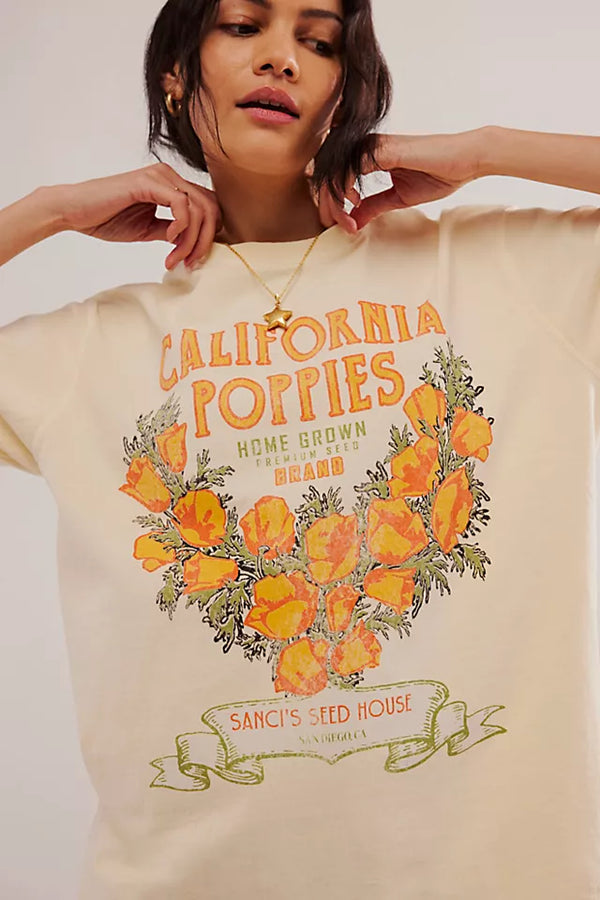 Harvest Vintage Wash Tee - California Poppies