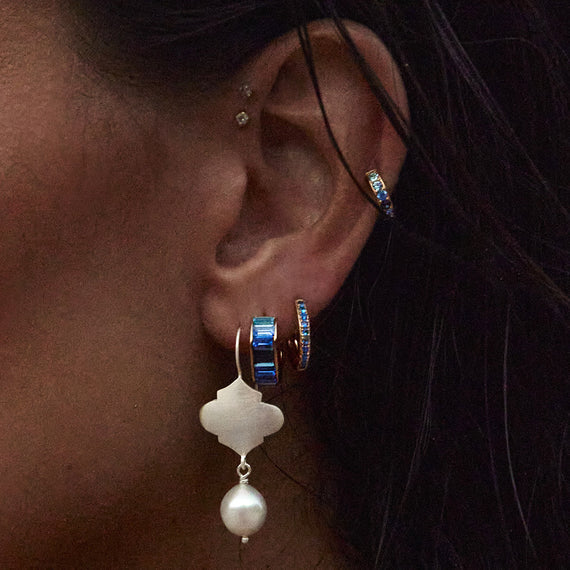 Moroccan Pearl Drop Earrings - Silver