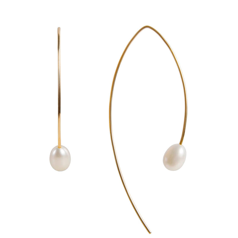 Pearl Curve Earrings - Gold