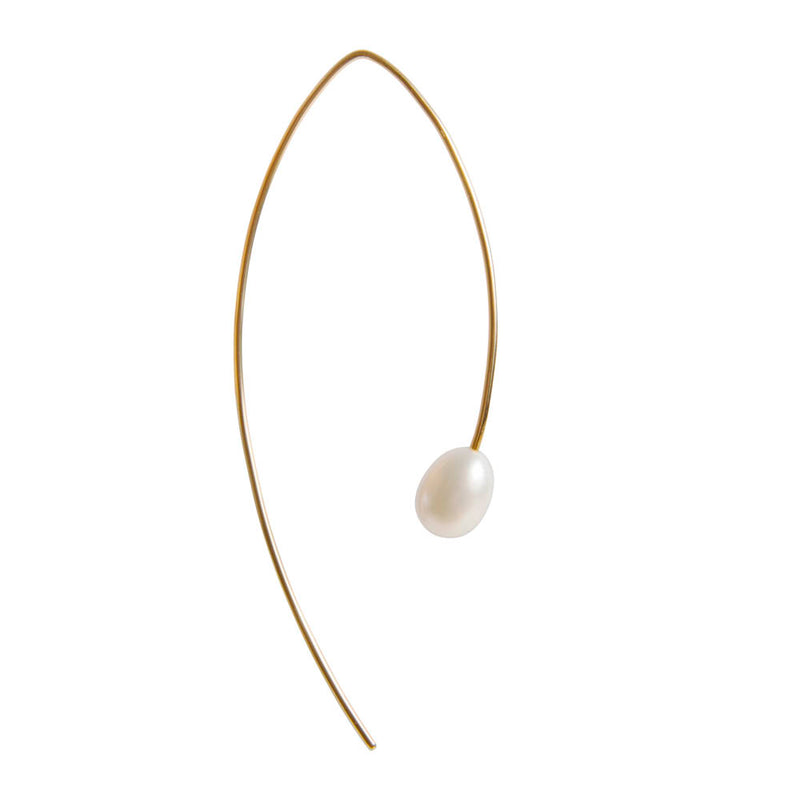 Pearl Curve Earrings - Gold